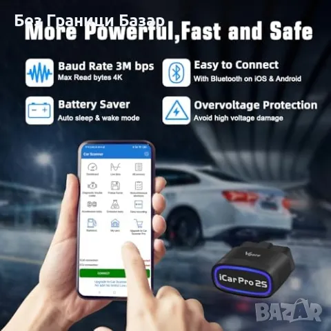 Нов vLinker iCar Pro 2S OBD2 Bluetooth скенер за бензинови/дизелови коли, снимка 3 - Друга електроника - 47276531