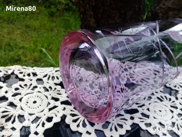 Лилава кристална ваза, снимка 7 - Вази - 50442529