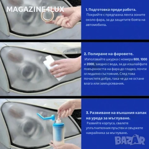 Комплект за нано покритие и възстановяване на фарове, снимка 4 - Аксесоари и консумативи - 51274957