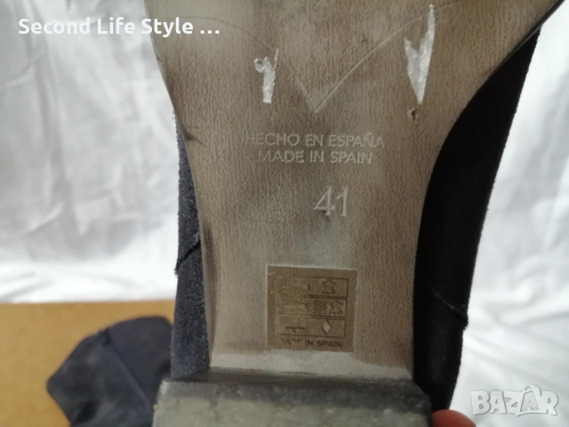 № 41 дамски боти естествен велур в син цвят, снимка 17 - Дамски боти - 53135033