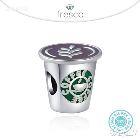 Талисман Fresca по модел тип Pandora сребро 925 Starbucks Coffee mug charm. Колекция Amélie, снимка 1 - Гривни - 38165403