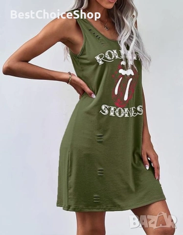 2 броя рокля тип потник с графичен принт на The Rolling Stones, снимка 2 - Рокли - 54014407