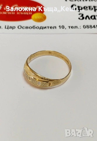 Златен дамски пръстен 14К.Тегло 1.48 гр.Размер 64.Цена 135 €., снимка 2 - Пръстени - 53690595