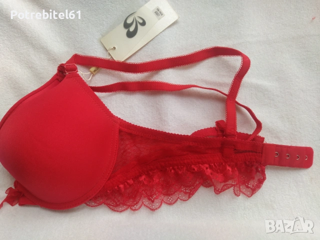 Нов червен сутиен с етикет, снимка 2 - Бельо - 53013341
