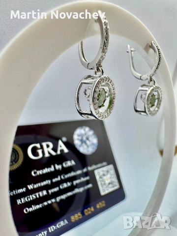 Сребърни обеци с мойсанит (Диамант) 0.5 карата, снимка 4 - Обеци - 54062736