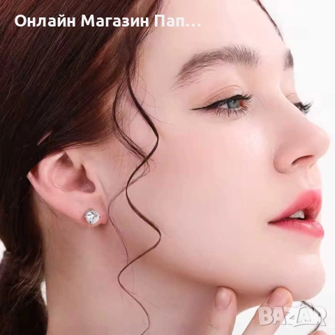 ALIZERO обеци с диамант мойсанит 925 сребро 18K бяло злато. Серификат, снимка 5 - Обеци - 53743574