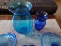 Вази и плата синьо стъкло, снимка 15