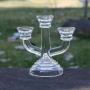 Стъклен троен свещник, снимка 3