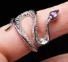 Пръстен змия с аметист гранат и перидот подходящи за подарък, снимка 2