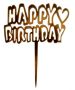 Happy Birthday ❤ златист пластмасов топер украса табела за торта рожден ден
