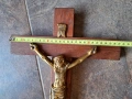 кръст разпятие Исус Христос дъб и бронз 32/3, снимка 8