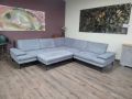 Сив ъглов диван от плат и табуретка Dieter Knoll ZE-EM20075, снимка 1 - Дивани и мека мебел - 45560305