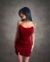 Червена рокля кадифе, снимка 3