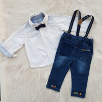 Детски дънки Мики Маус, риза и папионка 9-12 месеца, снимка 7 - Комплекти за бебе - 45034404