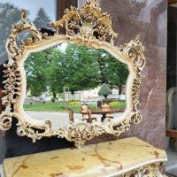 Италианска барокова конзола с огледало  б25, снимка 6 - Огледала - 45639163