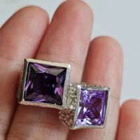 масивен сребърен пръстен с Пурпурен Аметист, снимка 2 - Пръстени - 45113017