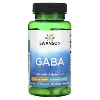 Swanson GABA, Максимална сила, 750 mg, 60 капсули, снимка 1 - Хранителни добавки - 46068708