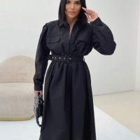 🆕Уникална черна дамска рокля с колан🆕, снимка 1 - Рокли - 45445940
