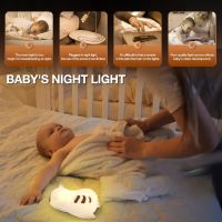 QUIGO Бебешка нощна лампа миеща мечка LED акумулаторна сензорна димируема за деца, снимка 4 - Детски нощни лампи - 45110436