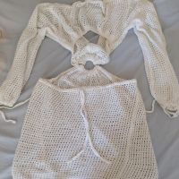 Лятна плетена рокля от Shein, кремав цвят, S размер, снимка 2 - Рокли - 44972644