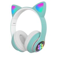 Котешки детски слушалки, Безжични, LED цветни светлини, снимка 2 - Слушалки и портативни колонки - 45521025