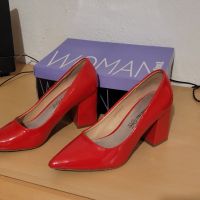 Дамски елегантни обувки с ток TendenZ 37 номер червен лак, снимка 2 - Дамски обувки на ток - 45317305