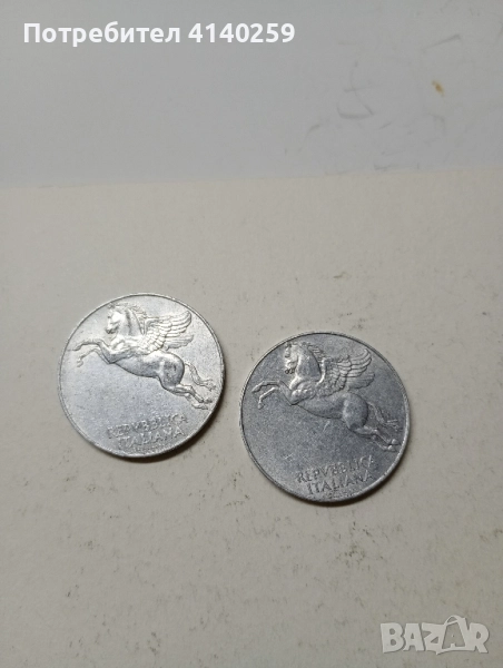 Италия монети 10 лири 1949 1950 г , снимка 1