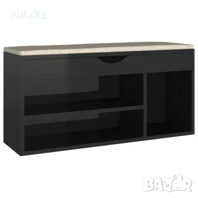 vidaXL Пейка за обувки, черен гланц, 104x30x49 см, инженерно дърво(SKU:326757), снимка 1