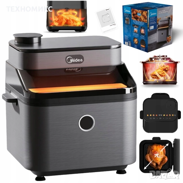 Еър Фрайър Midea DualTaste Air Fryer MF-CY75C2 – 7L капацитет, снимка 1