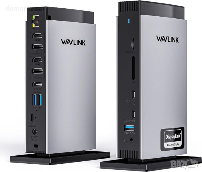 WAVLINK USB C докинг станция с 3 HDMI, 15 в 1, 5 USB порта, 2DP, 1Gbps, снимка 1
