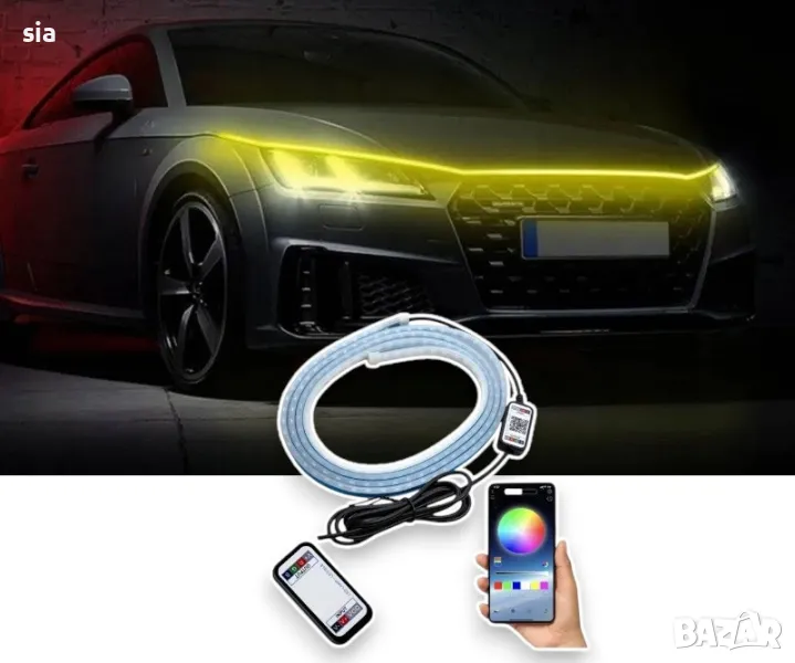 Осветление за преден капак на автомобил, RGB LED лента, 12V,  108 диода, снимка 1
