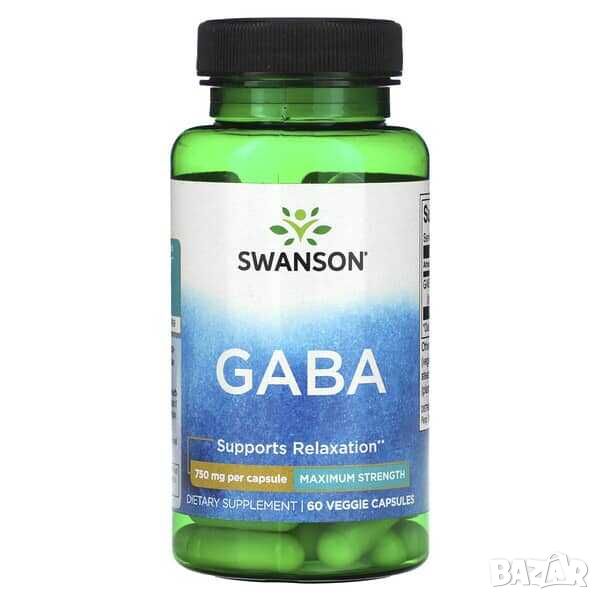 Swanson GABA, Максимална сила, 750 mg, 60 капсули, снимка 1