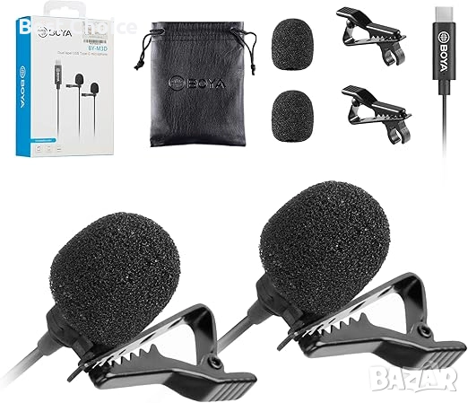 Двоен кабелен микрофон Boya BY-M3D с USB Type-C, снимка 1