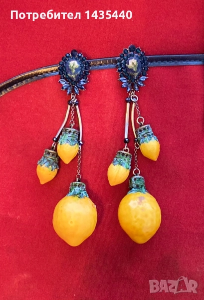 Ръчно изработени обеци с ръчна бродерия от серията “Забранения плод” на дизайнерката Анелия Милчева, снимка 1