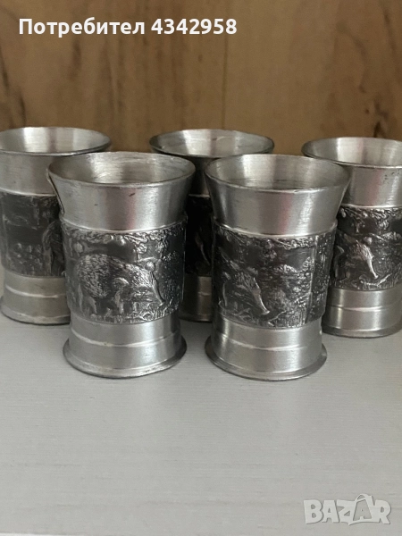 5  немски винтидж чаши от калай.1960-1970г., снимка 1