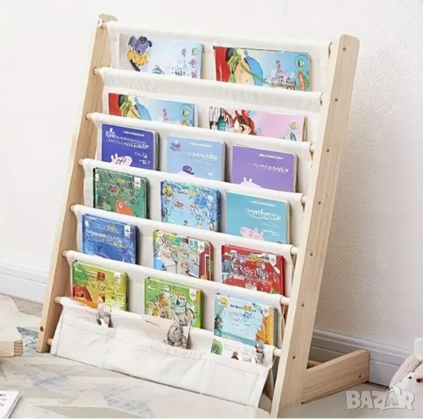 Дървена библиотека по Монтесори за деца етажерка стойка за книги, снимка 1