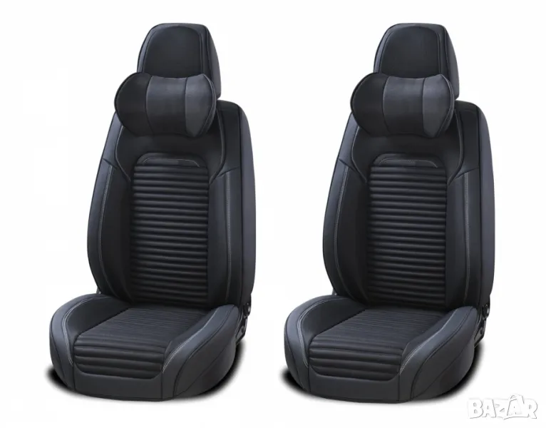 комплект универсална тапицерия за автомобилни седалки в черен цвят – луксозен дизайн, снимка 1