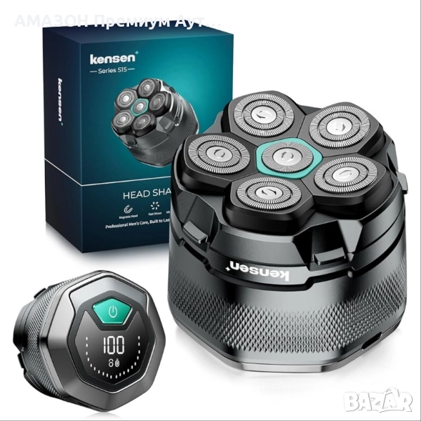 KENSEN 6D самобръсначка за глава и лице/магнитна глава/LED дисплей/160 мин работа/IPX6 водоустойчива, снимка 1