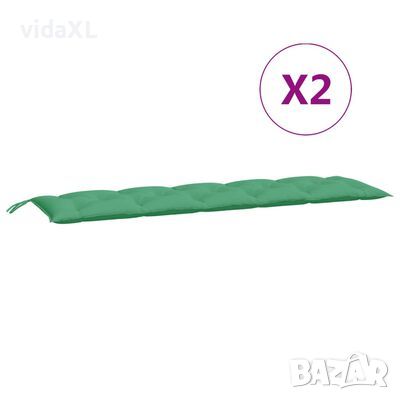 vidaXL Възглавници за градински пейки 2 бр зелено 180x50x7 см плат（SKU:315033, снимка 1
