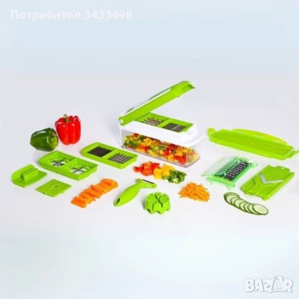 Кухненско Ренде за зеле, моркови с контейнер - N i c e r Dicer Plus от 13 части, снимка 1