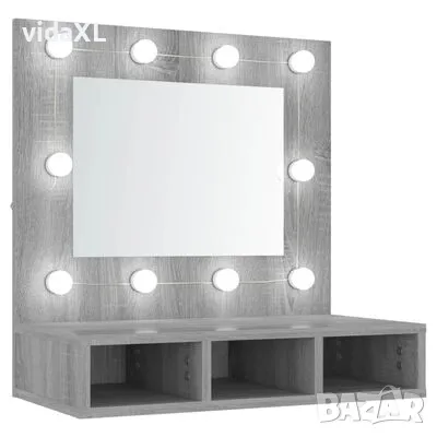 vidaXL Огледален шкаф с LED, Сив сонома, 60x31,5x62 см(SKU:820455), снимка 1