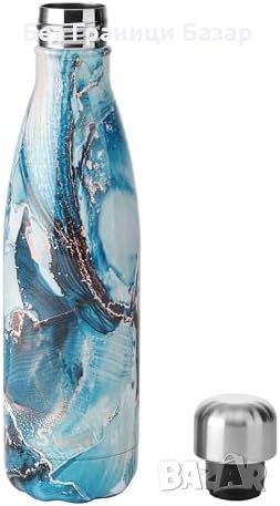 Нова Изолирана бутилка S'well 500ml, Ocean Marble държи студено и горещо, снимка 1