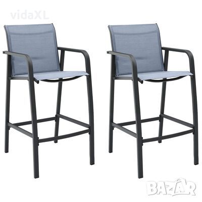 vidaXL Градински бар столове, 2 бр, сиви, textilene(SKU:48118, снимка 1