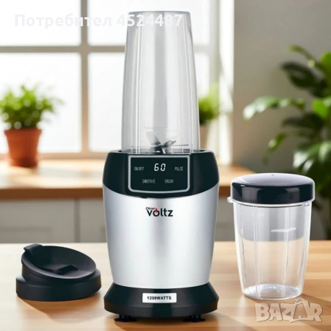 Мощен нутри блендер Oliver Voltz, 1200W с LED дисплей и 2 кани за смути (1000ml/800ml), снимка 2 - Блендери - 52912294