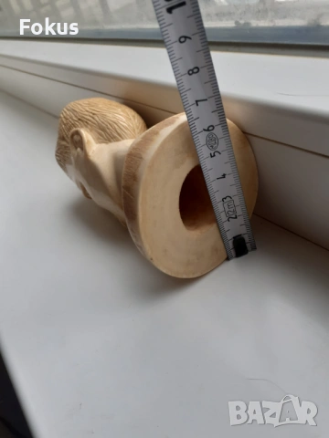 Масивна тежка статуетка фигура глава от слонова кост, снимка 6 - Антикварни и старинни предмети - 54070523