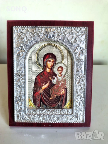 Посребрена Иконка Дева Мария С Младенеца