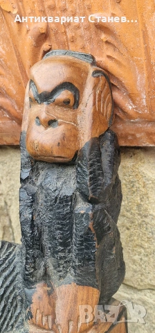 Тежка и масивна маска дялана от цяло дърво, снимка 10 - Декорация за дома - 53341249