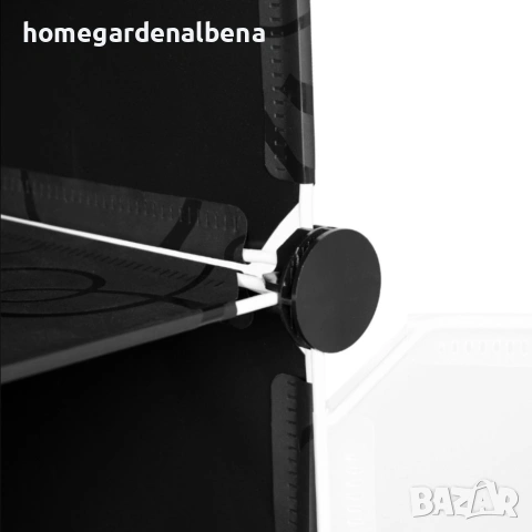 Черен модулен метален шкаф за обувки 95 см, 6 рафта, водоустойчива пластмаса, снимка 4 - Шкафове - 54142953