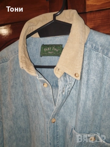 PART TWO Нова Мъжка Дънкова Риза с Яка L , снимка 3 - Ризи - 53714280