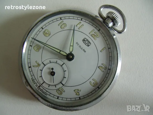 № 8055 стар джобен часовник - UMF RUHLA REGULAR   - механичен  - работещ , снимка 7 - Антикварни и старинни предмети - 50336177